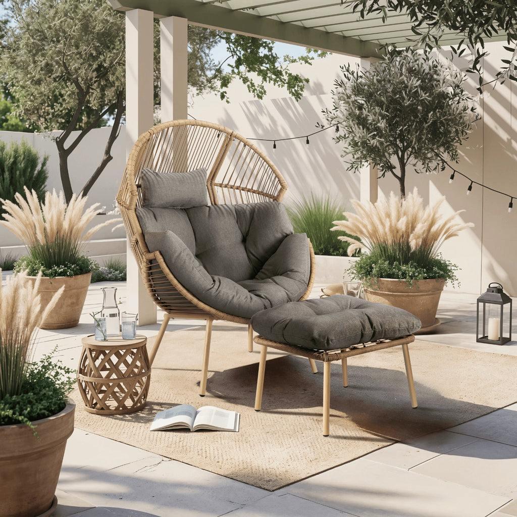 Gartensessel mit Fußstütze PORTLAND Grey