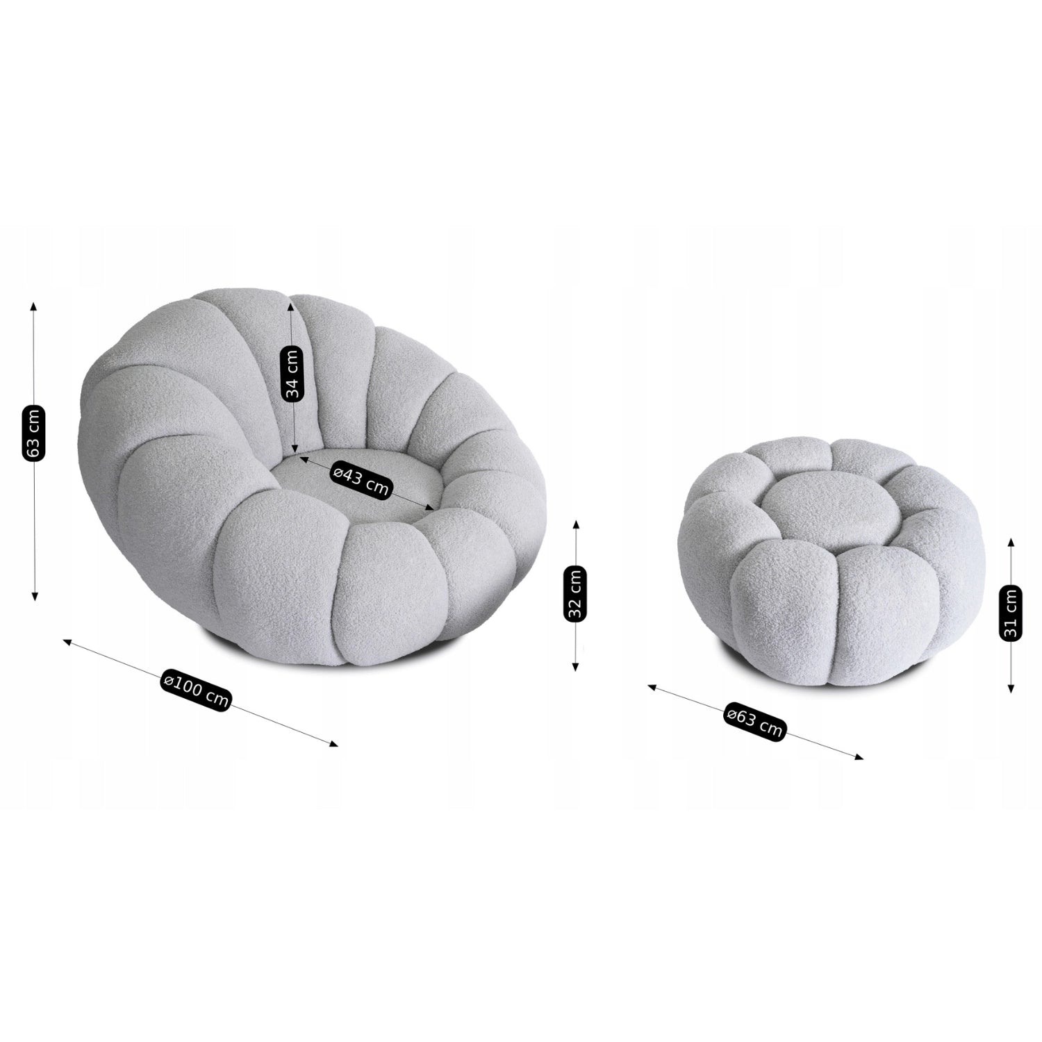 PETTIT Sessel mit Pouf