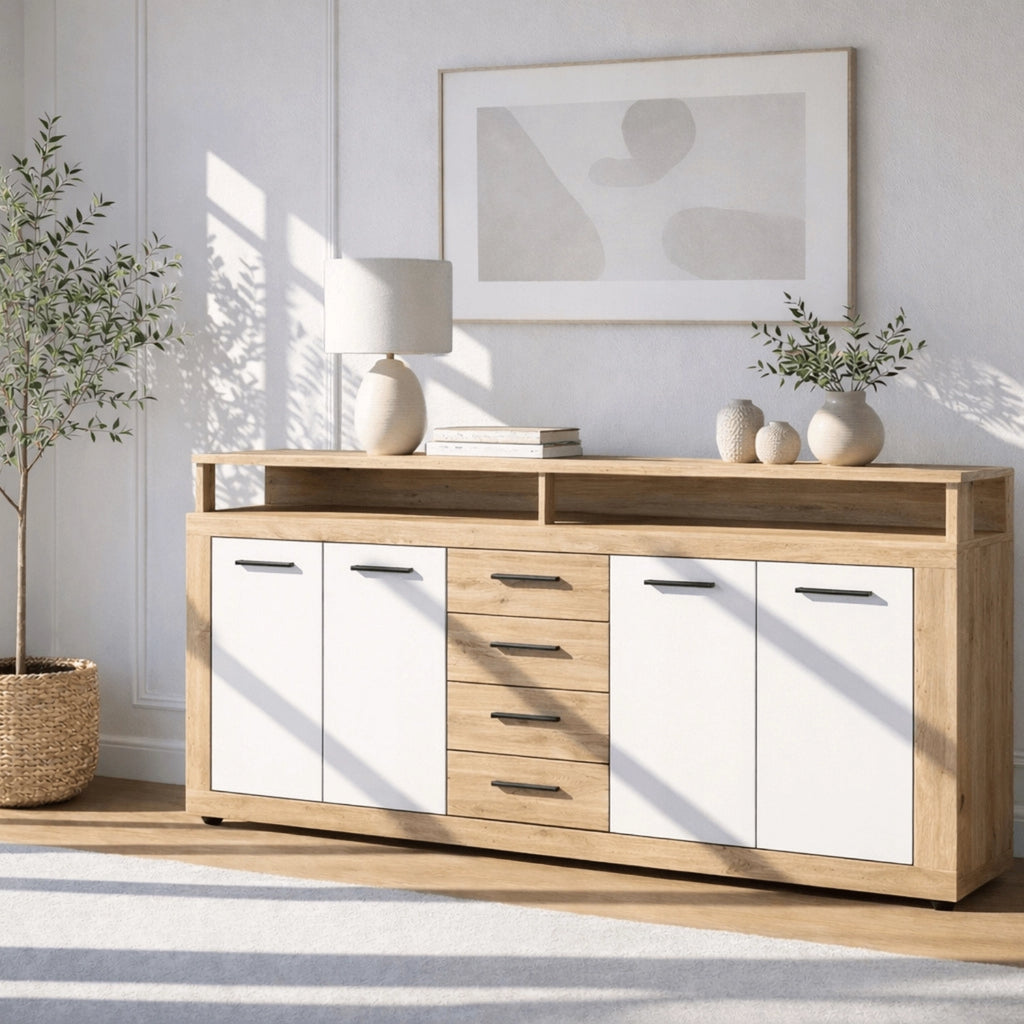 BLAGO Kommode 190 cm Kunsteiche/Weiß