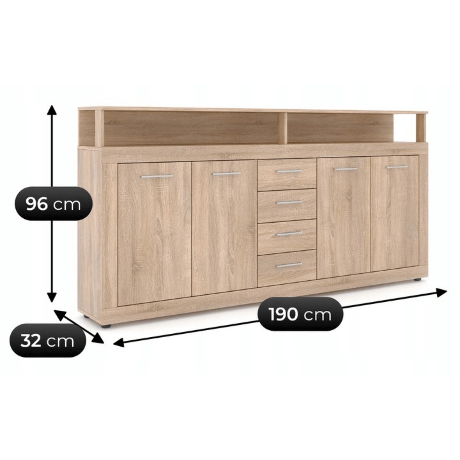 BLAGO Kommode 190 cm Sonoma-Eiche