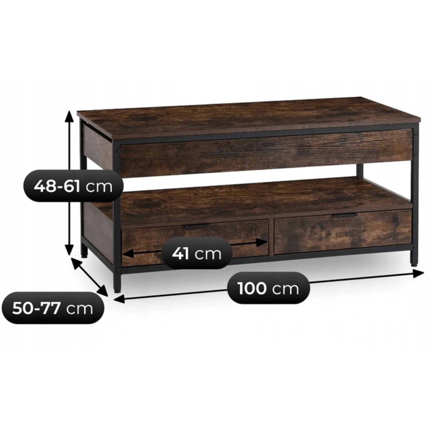 LUCA Couchtisch 100 cm Rustikale Eiche