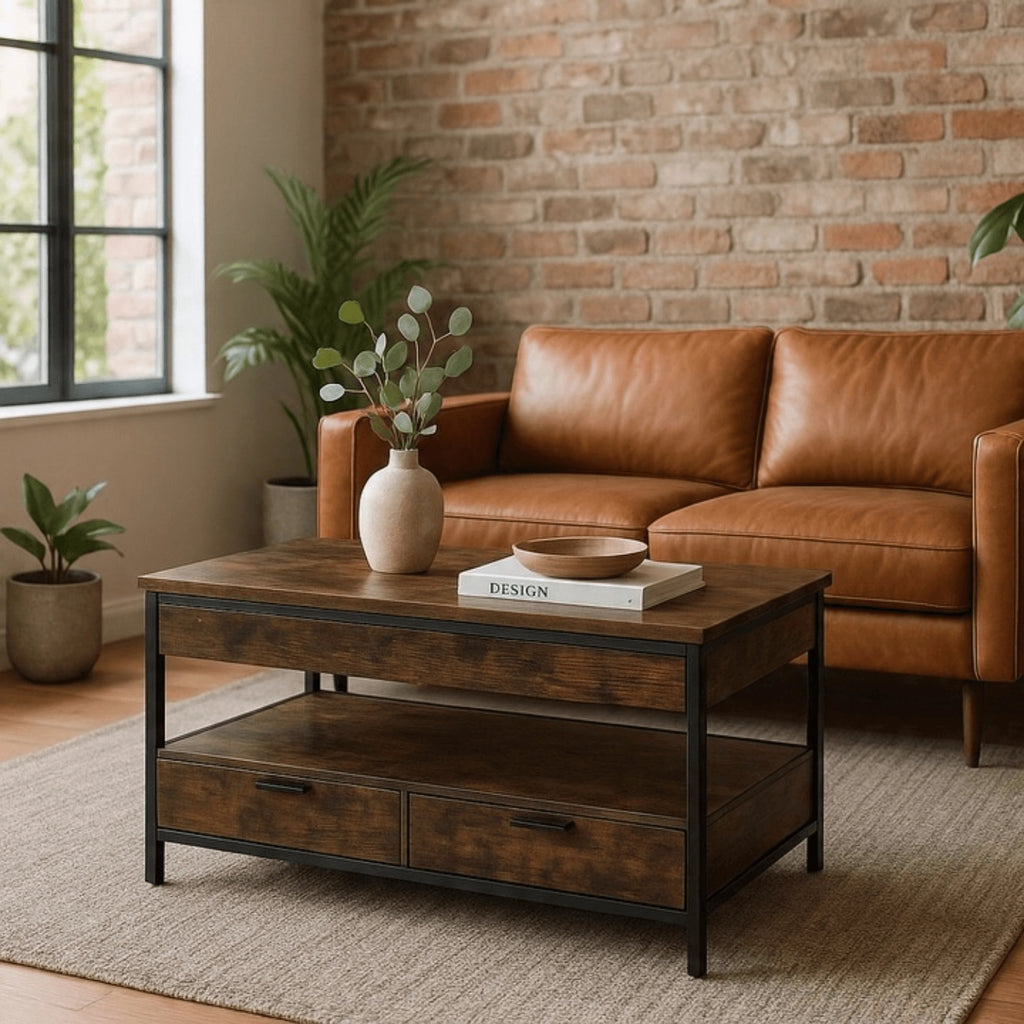 LUCA Couchtisch 100 cm Rustikale Eiche