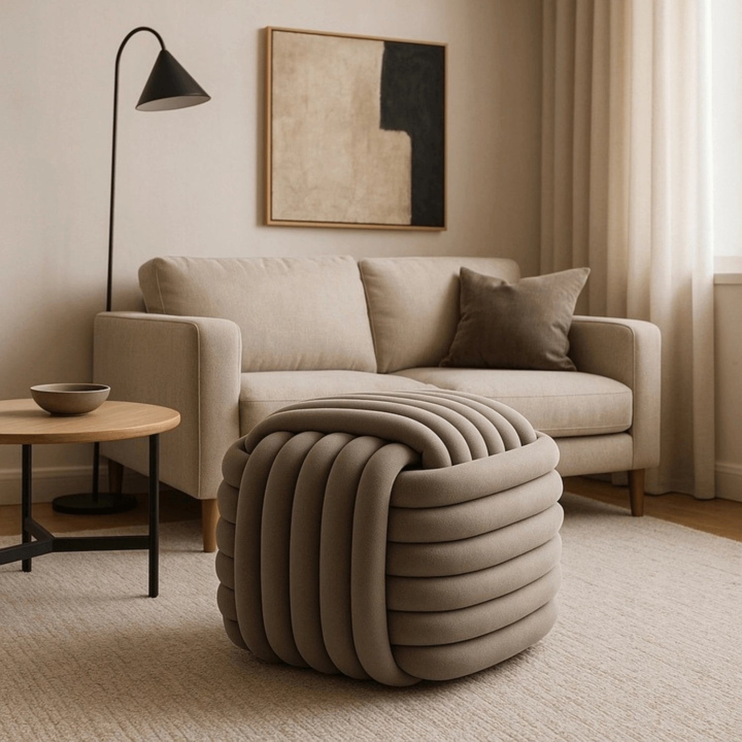 MAGMA Geflochtener Pouffe Velour
