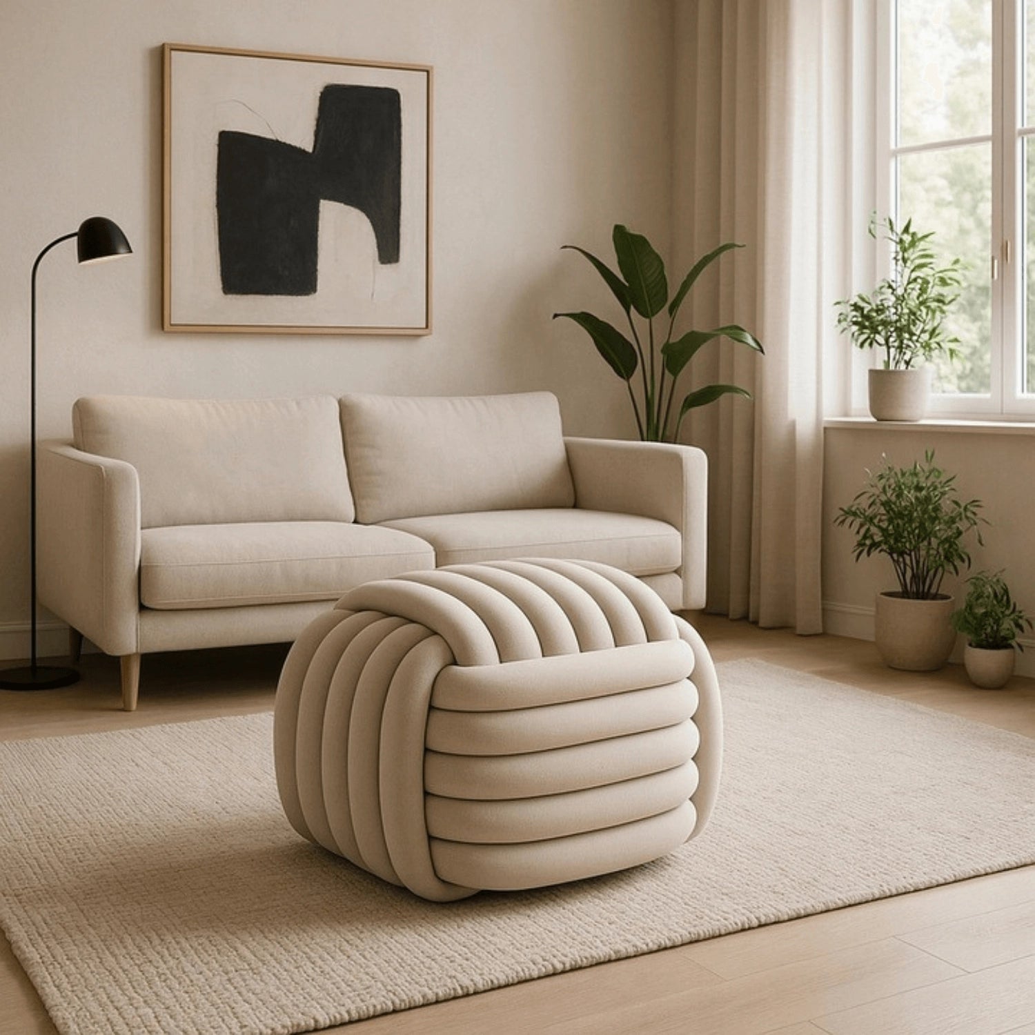 MAGMA Geflochtener Pouffe Velour