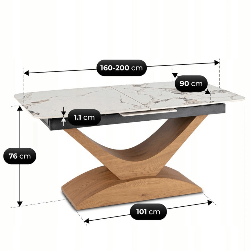 ALICANTE Keramik-Ausziehtisch 160–200 cm