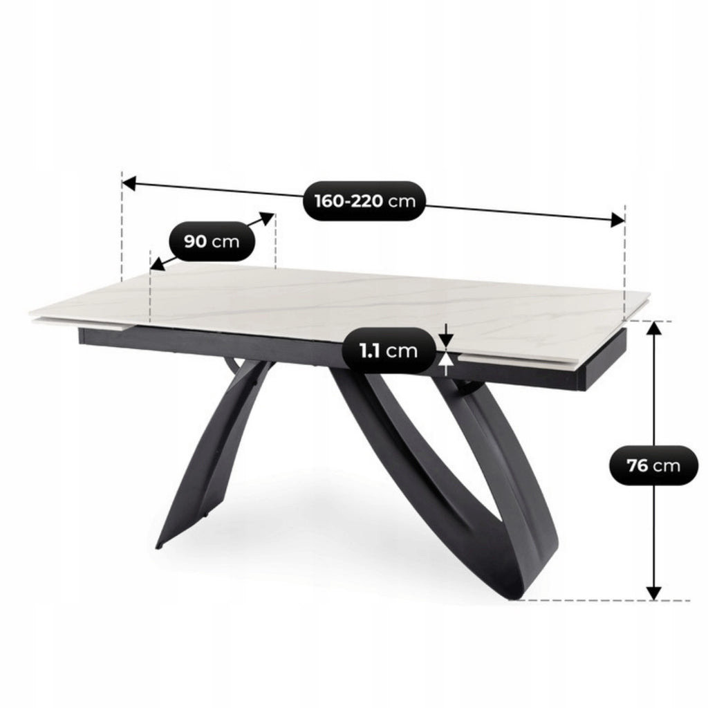 DEVON Keramik-Ausziehtisch 160–220 cm