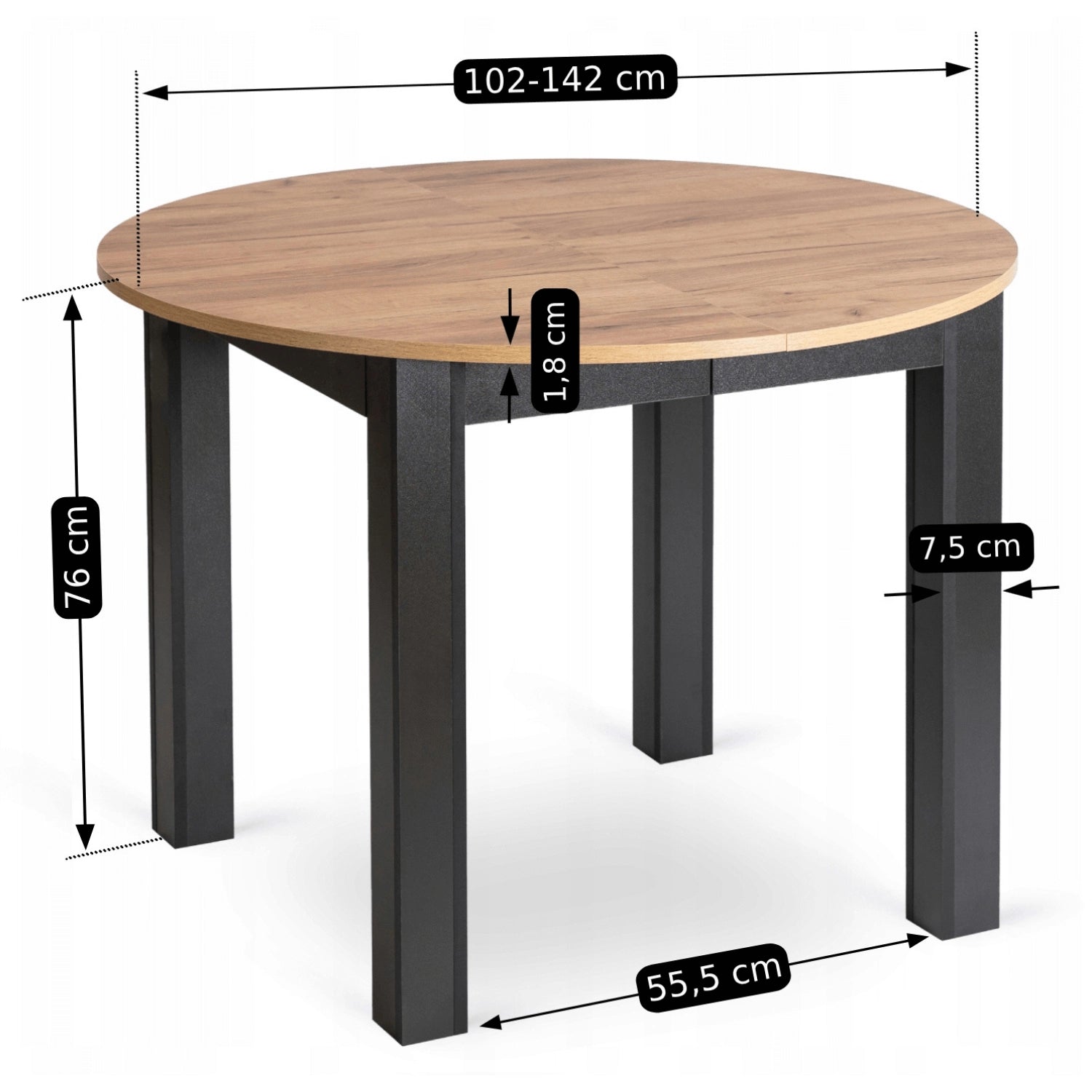 Harry Ausziehtisch 102–142 cm