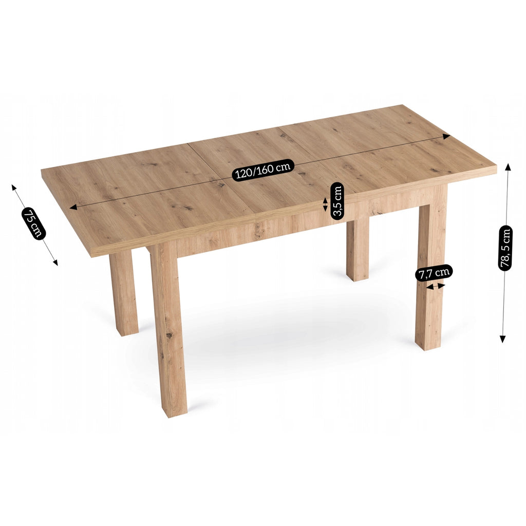 Ausziehtisch SKUBI 120–160 cm