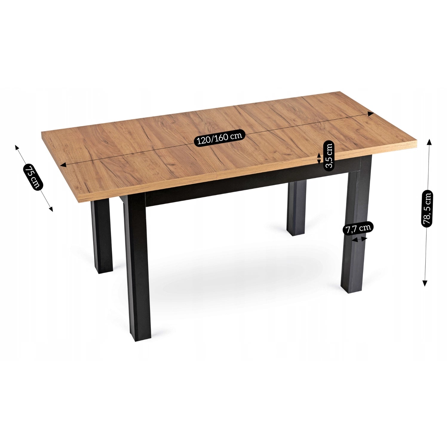Ausziehtisch SKUBI 120–160 cm