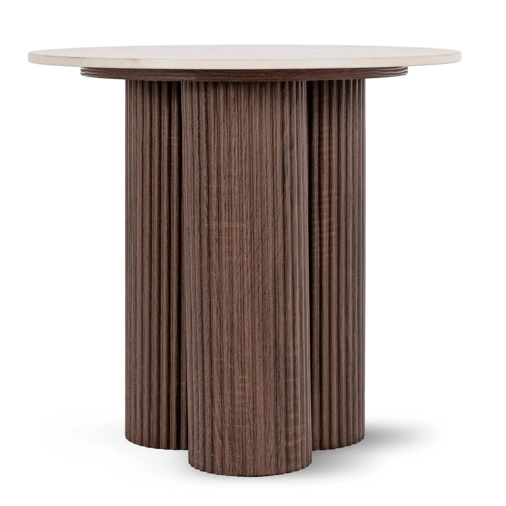 ALMERIA Kaffeetisch Travertin/Walnuss 50 cm