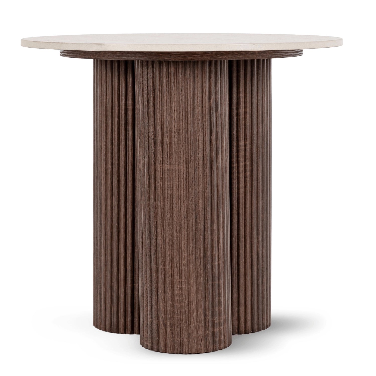 ALMERIA Kaffeetisch Travertin/Walnuss 50 cm