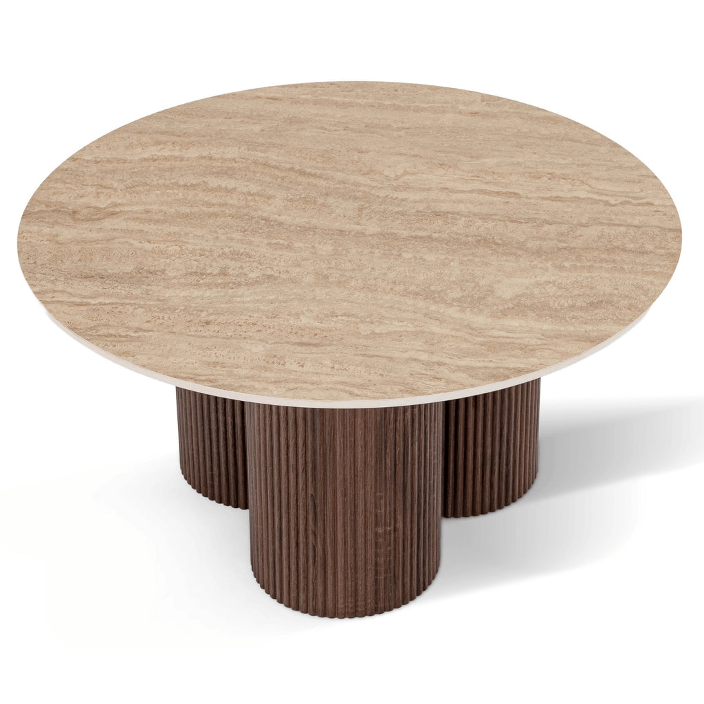 CARTAGENA Couchtisch Travertin/Walnuss 80 cm
