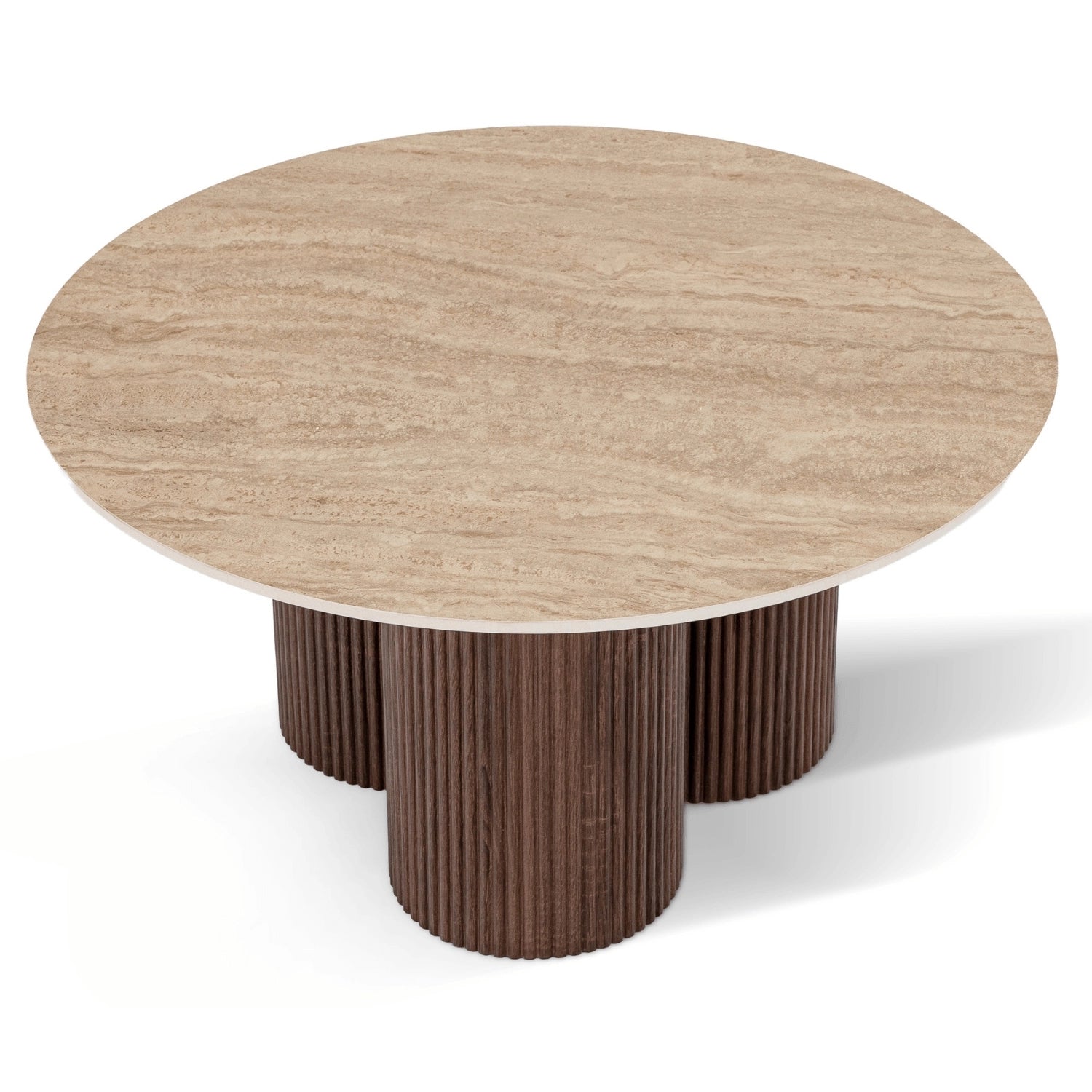 CARTAGENA Couchtisch Travertin/Walnuss 80 cm