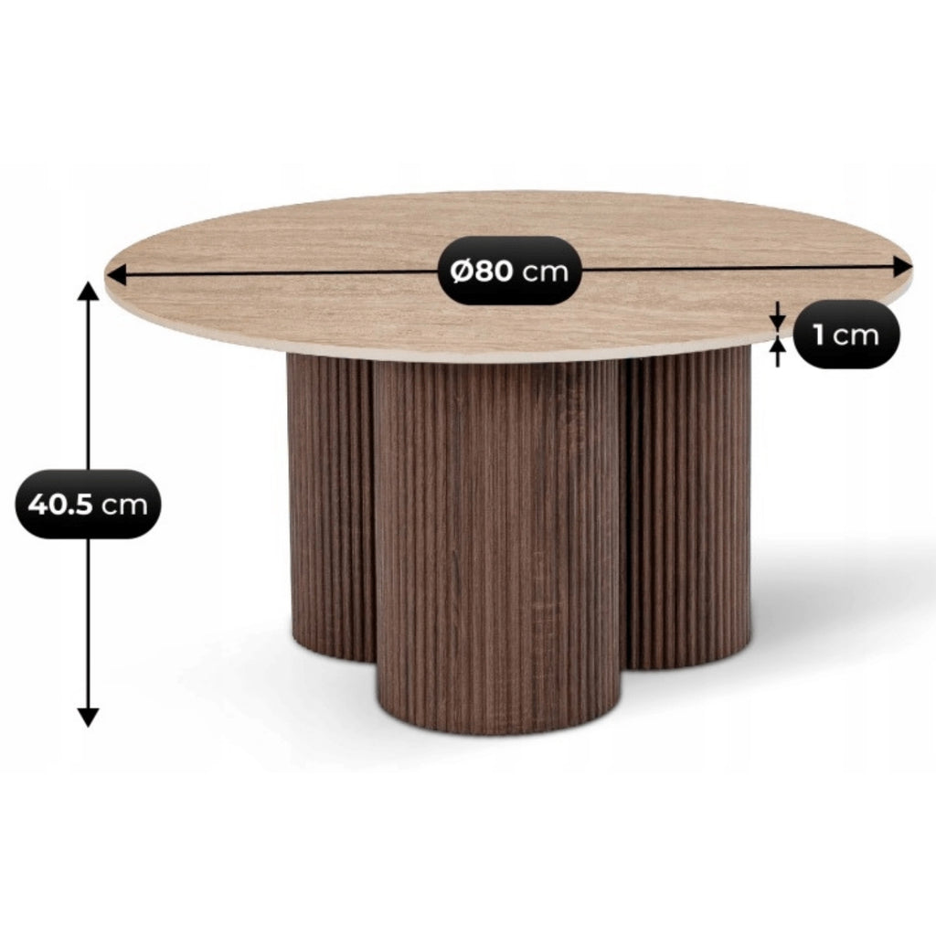 CARTAGENA Couchtisch Travertin/Walnuss 80 cm