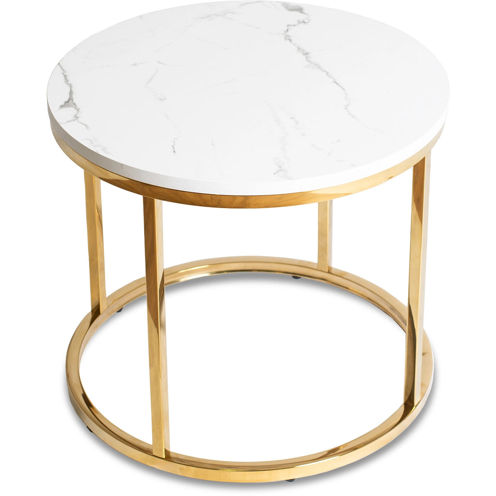 CLIFF Beistelltisch Weißer Marmor Gold