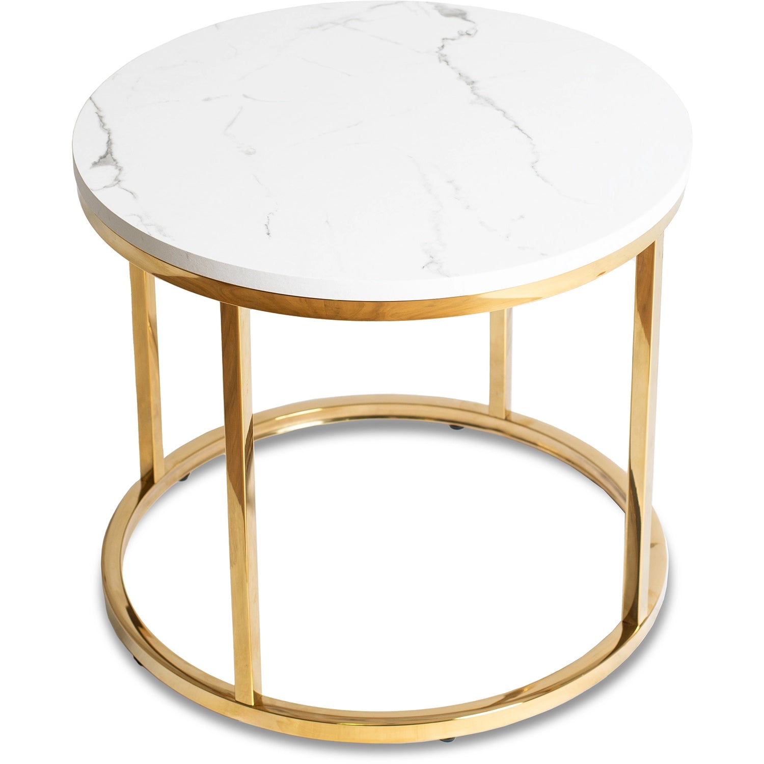 CLIFF Beistelltisch Weißer Marmor Gold