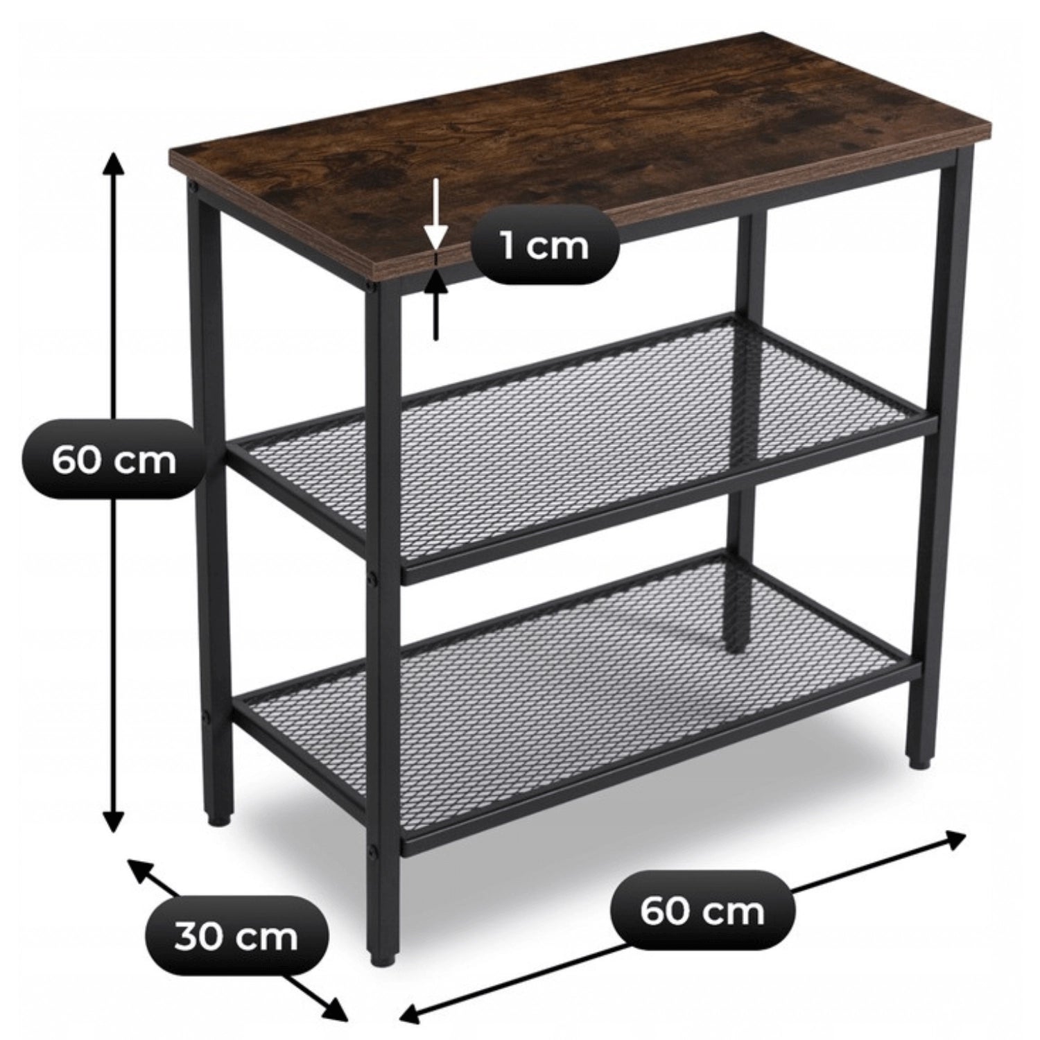 CARTER Couchtisch 60 cm Rustikale Eiche/Schwarz