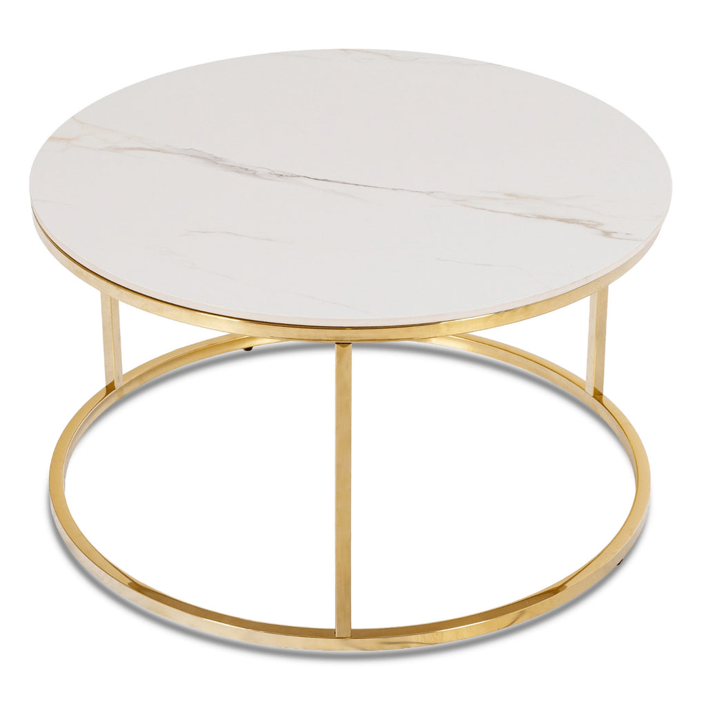 VENEDIG Couchtisch Weißer Marmor/Gold