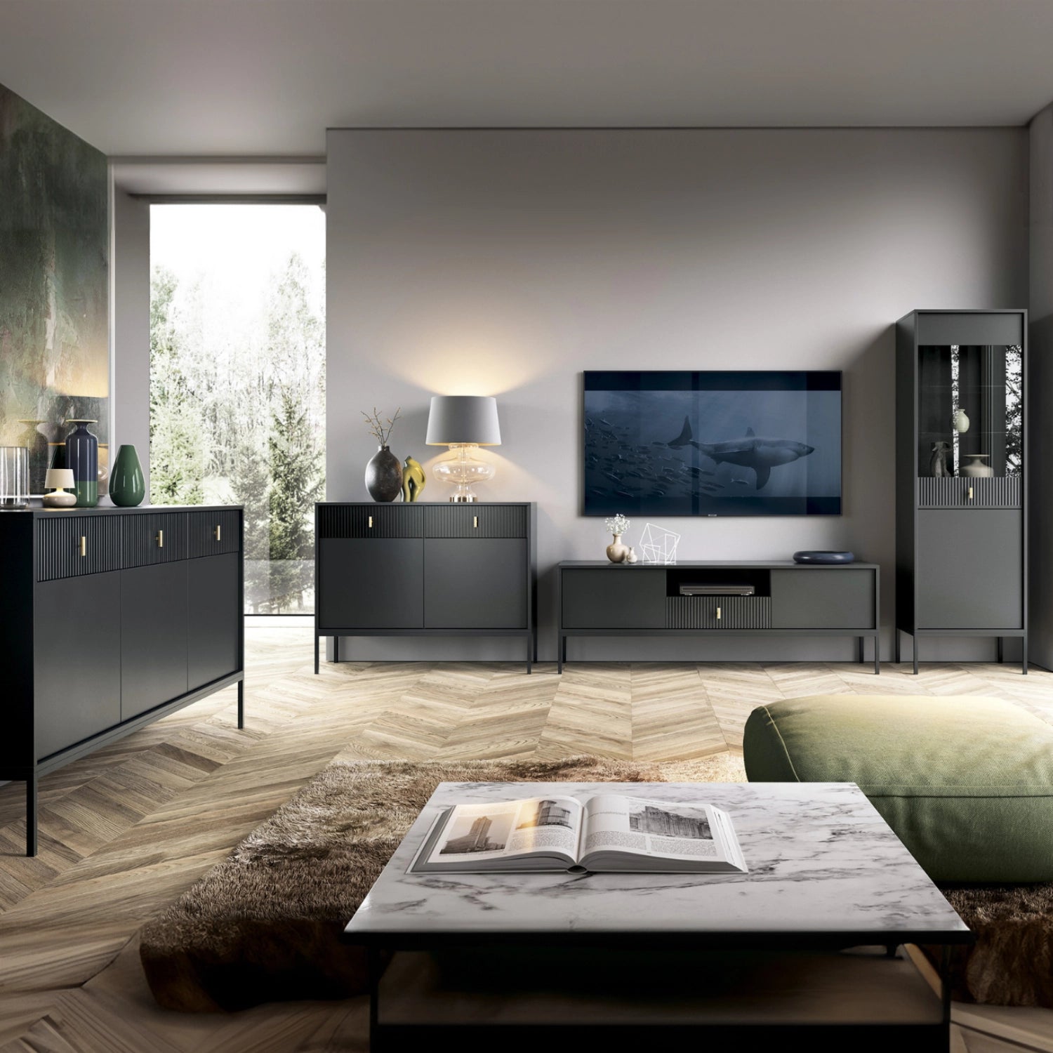 MARCOS TV-Schrank 154 cm Rillen-Front