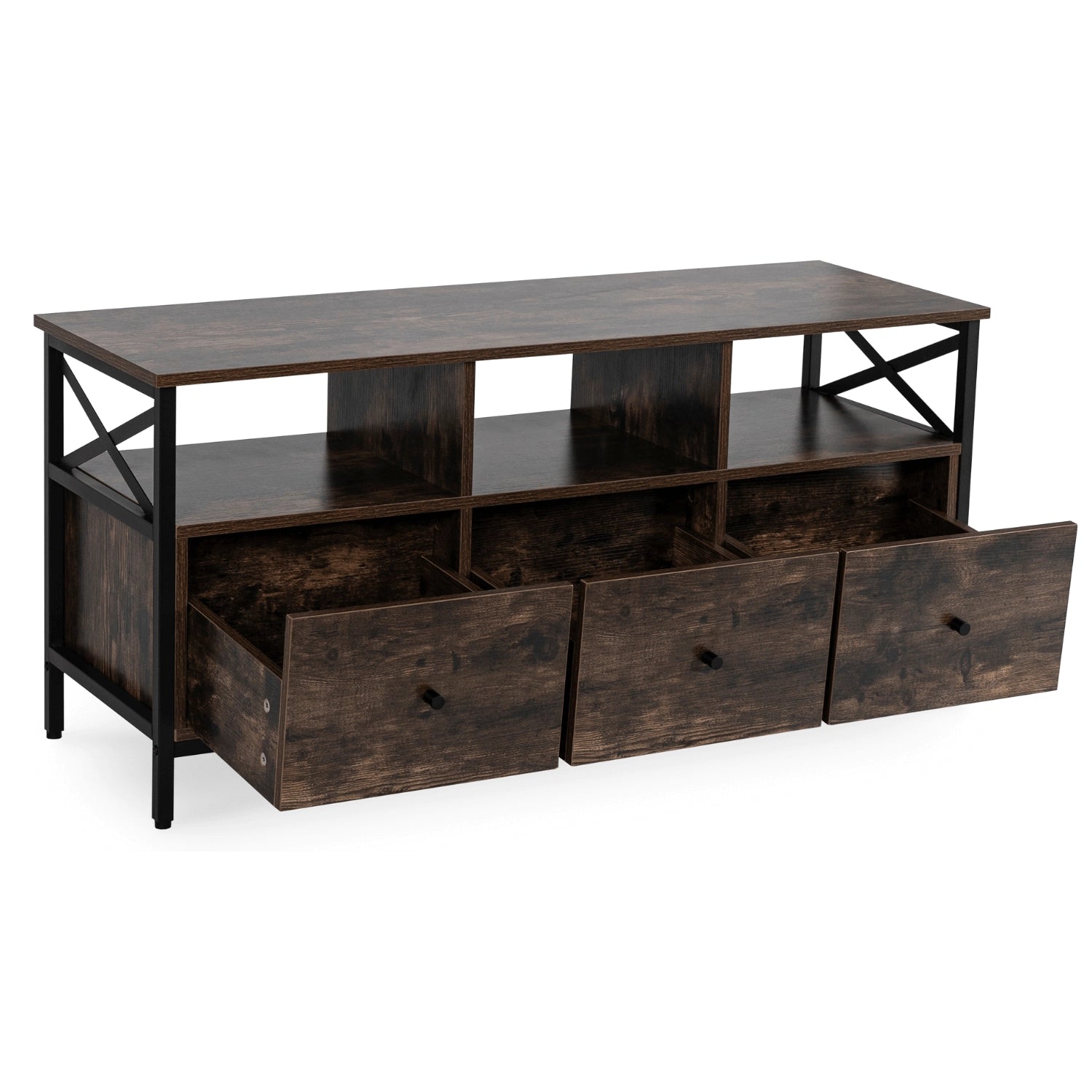 ZONE TV-Schrank 120 cm mit Schubladen Rustikale Eiche