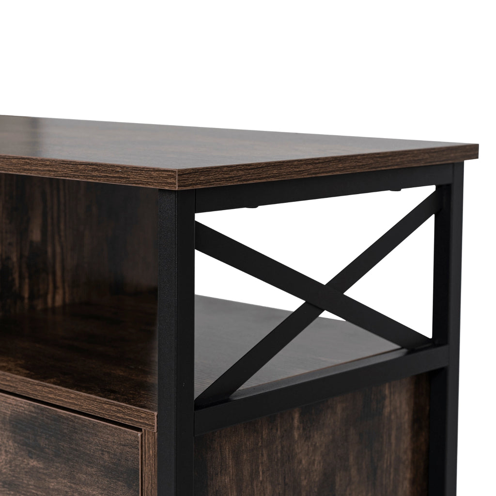 ZONE TV-Schrank 120 cm mit Schubladen Rustikale Eiche