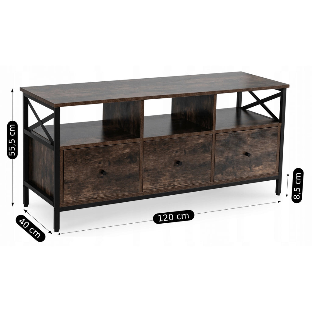 ZONE TV-Schrank 120 cm mit Schubladen Rustikale Eiche