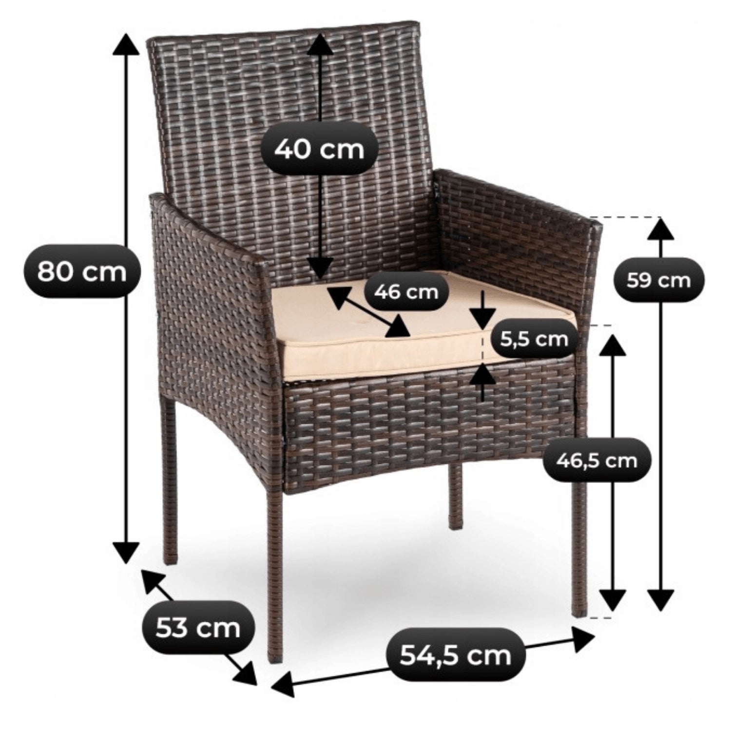 AZUL Gartenmöbel-Set Braun/Beige