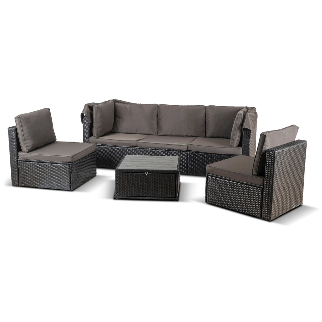 CALIENTE Gartenmöbel-Set Schwarz/Braun