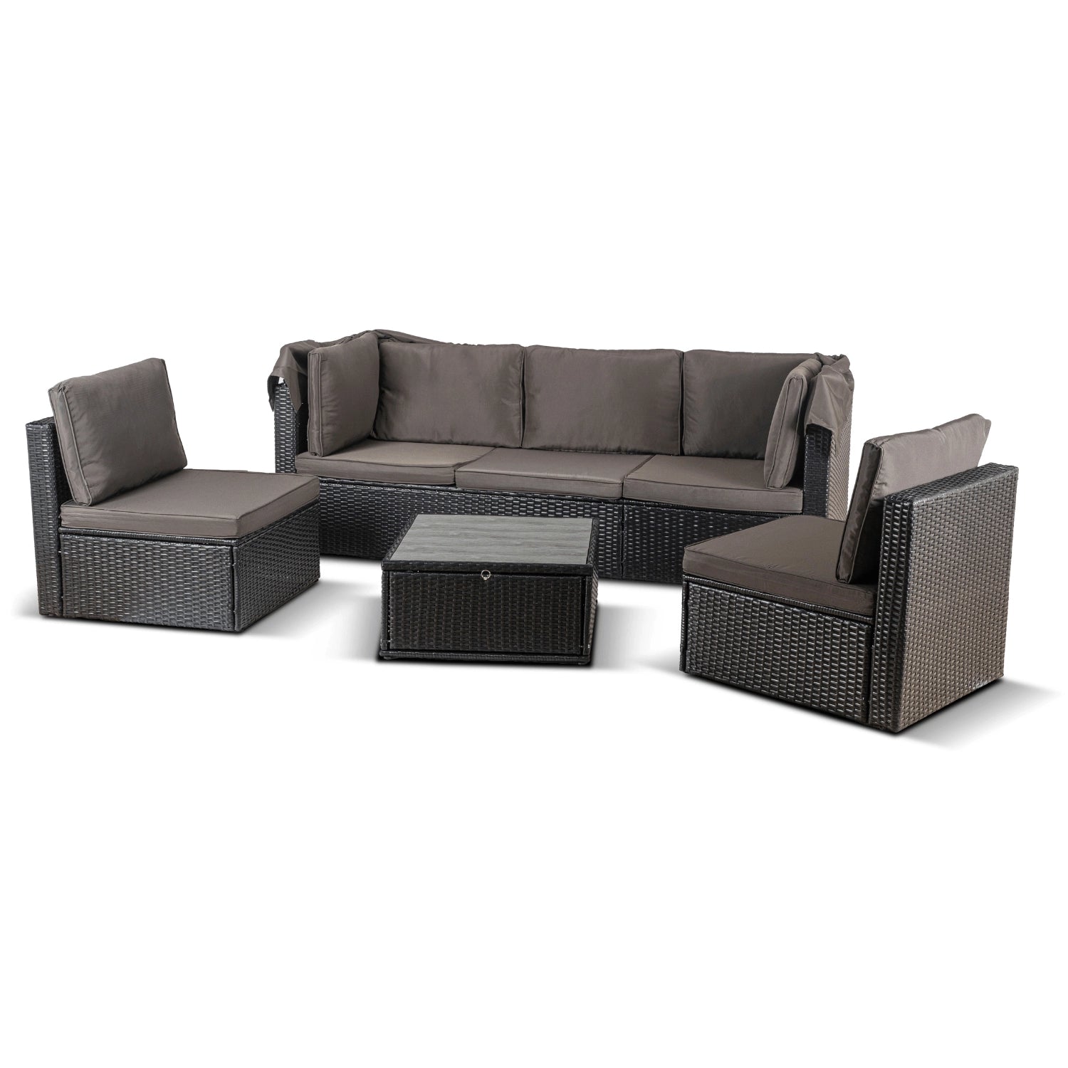 CALIENTE Gartenmöbel-Set Schwarz/Braun
