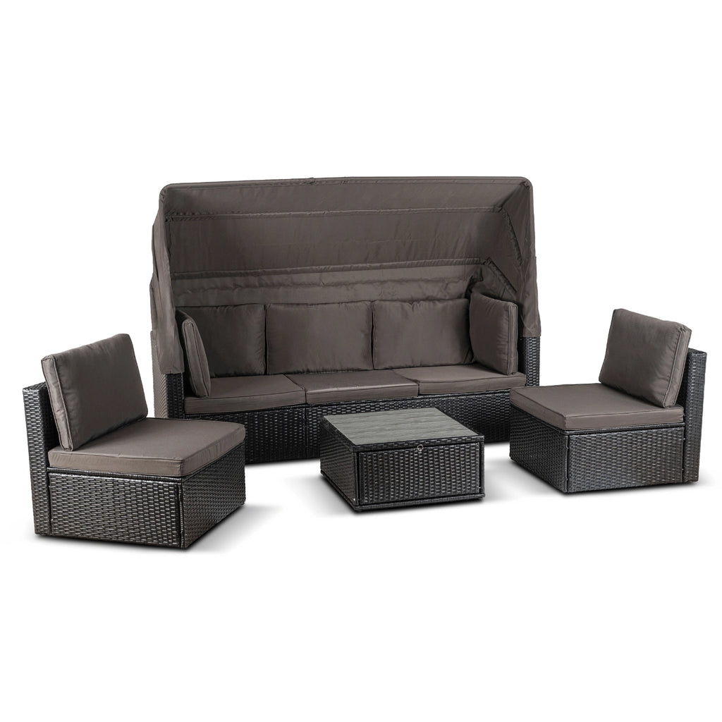CALIENTE Gartenmöbel-Set Schwarz/Braun