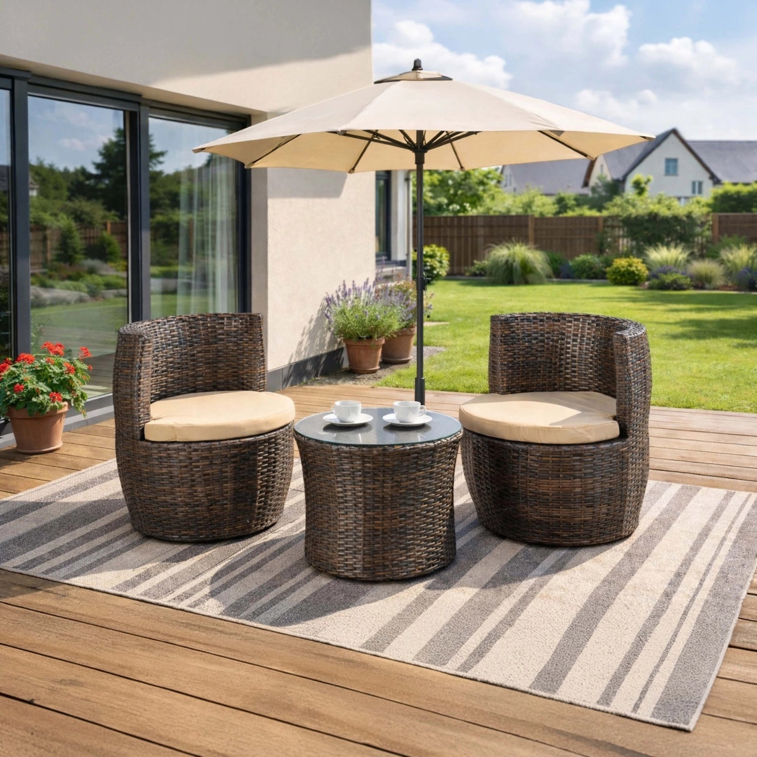 FRIO Gartenmöbel-Set Braun/Beige