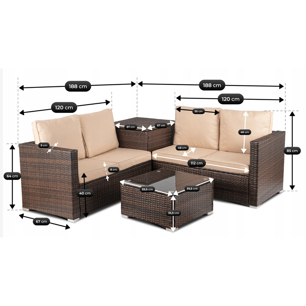 NEGRO Gartenmöbel-Set Braun/Beige