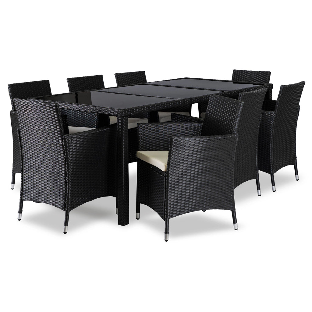 POMONA Gartenmöbel-Set Schwarz/Beige