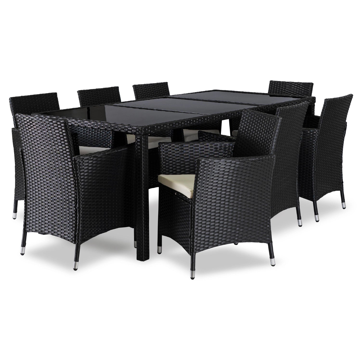 POMONA Gartenmöbel-Set Schwarz/Beige