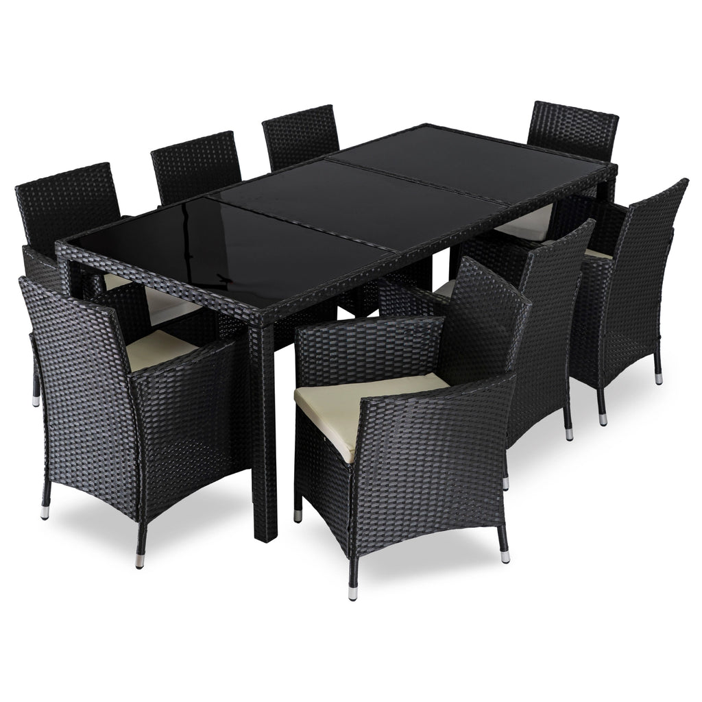 POMONA Gartenmöbel-Set Schwarz/Beige