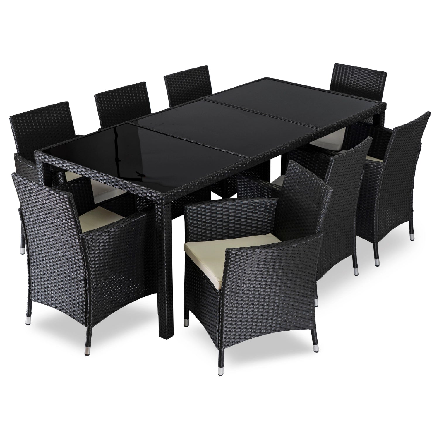 POMONA Gartenmöbel-Set Schwarz/Beige