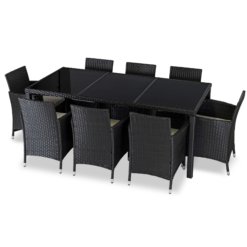 POMONA Gartenmöbel-Set Schwarz/Beige