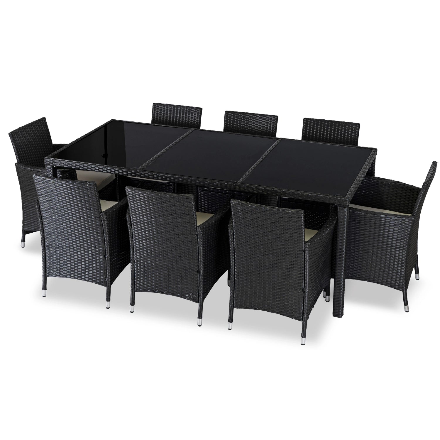 POMONA Gartenmöbel-Set Schwarz/Beige
