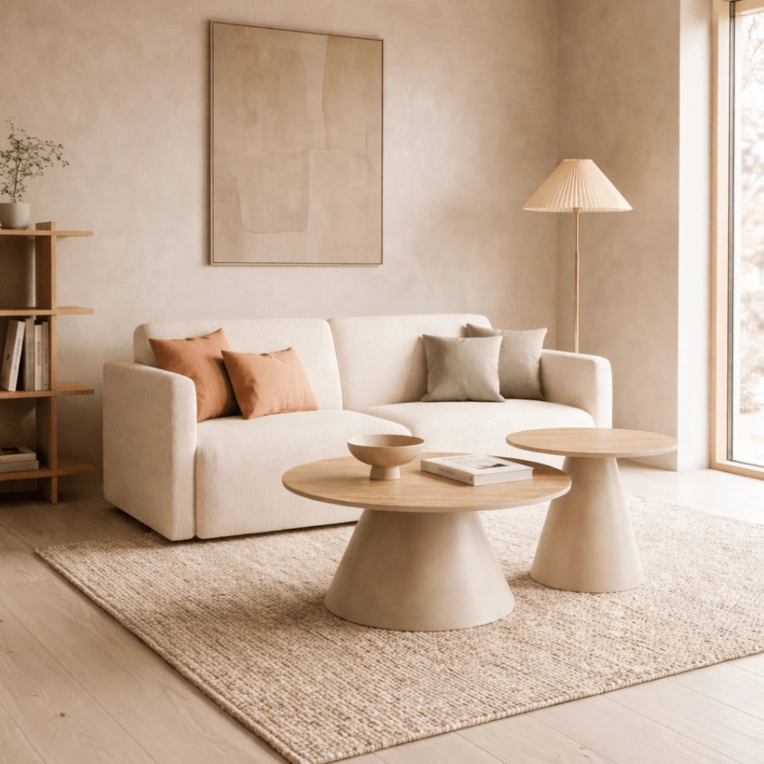 AVILA Couchtisch-Set Travertin/Beige