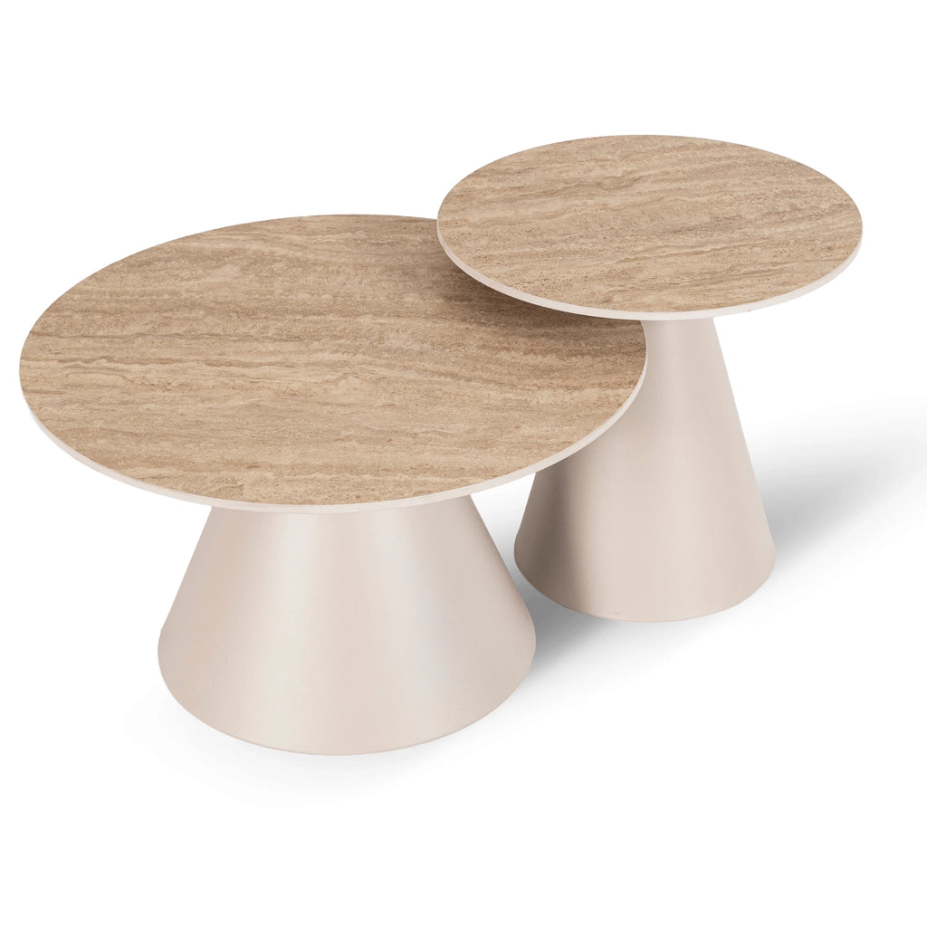AVILA Couchtisch-Set Travertin/Beige