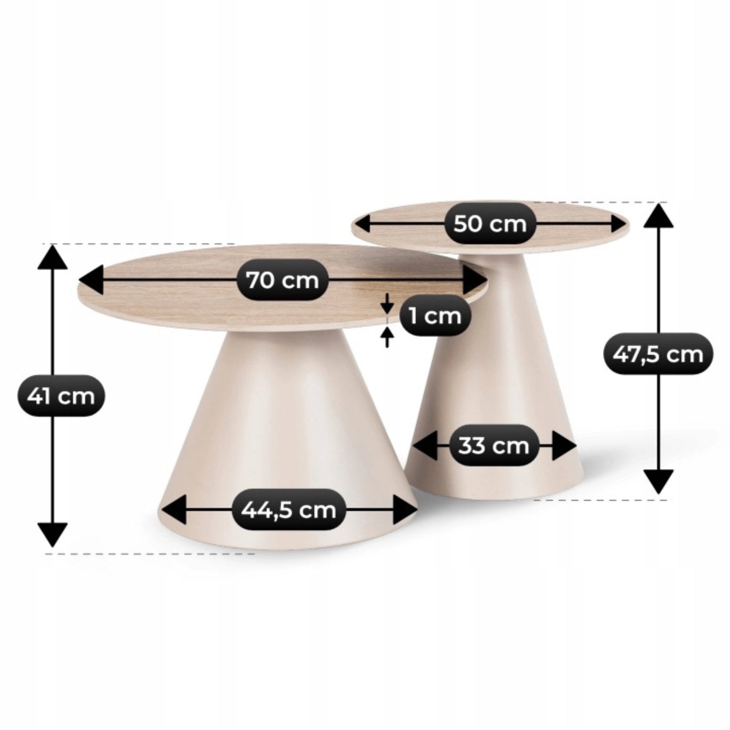 AVILA Couchtisch-Set Travertin/Beige