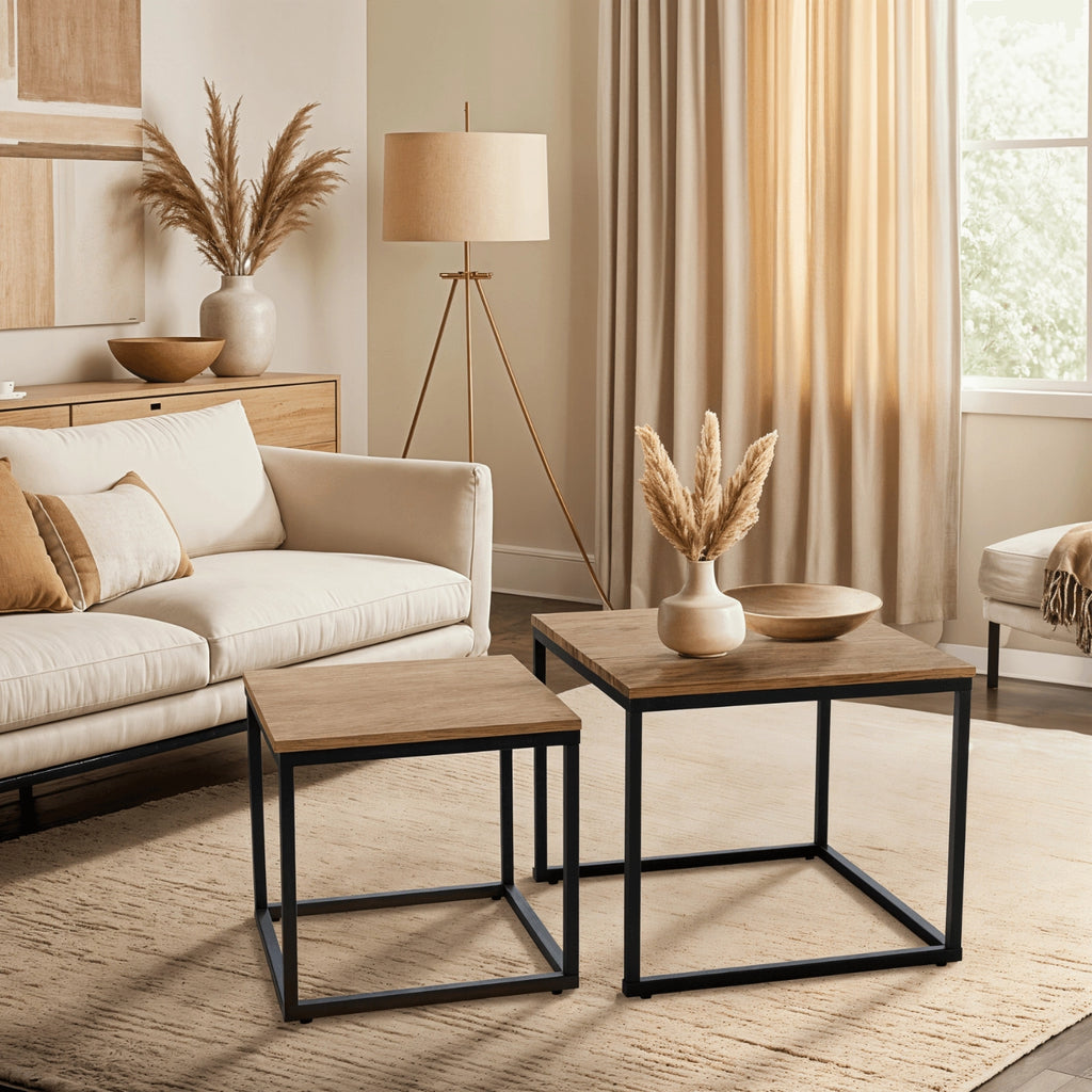 CARMI Couchtisch-Set Goldene Eiche Schwarz