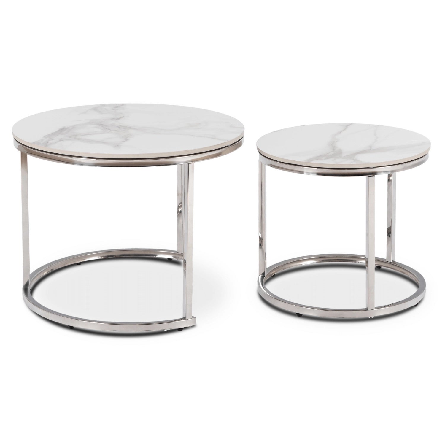 AMARA Keramiktisch-Set Weißer Marmor/Silber