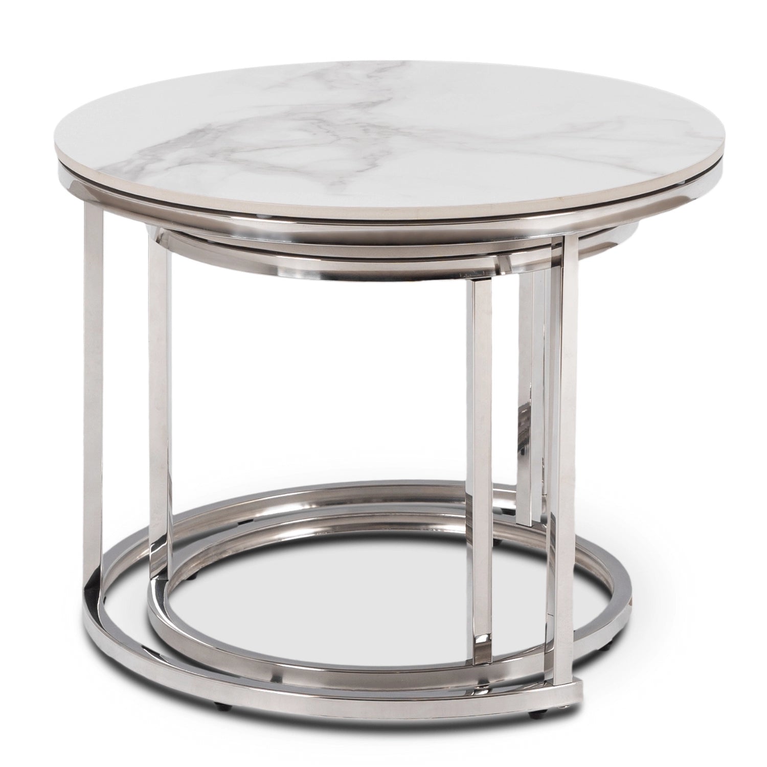 AMARA Keramiktisch-Set Weißer Marmor/Silber