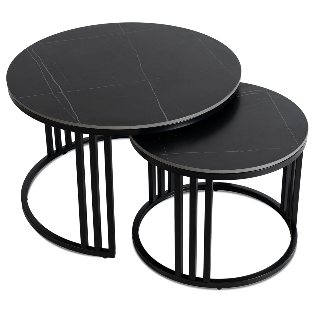 JERRY Keramiktisch-Set Schwarzer Marmor Schwarz