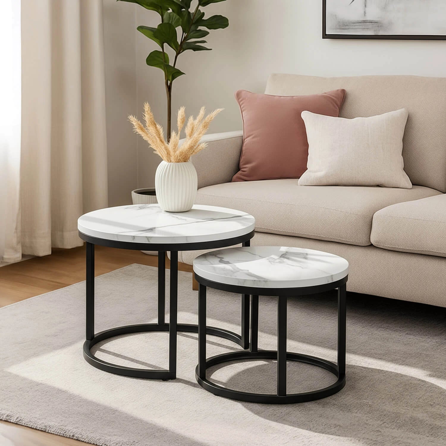 DAFNE Couchtisch-Set Weißer Marmor