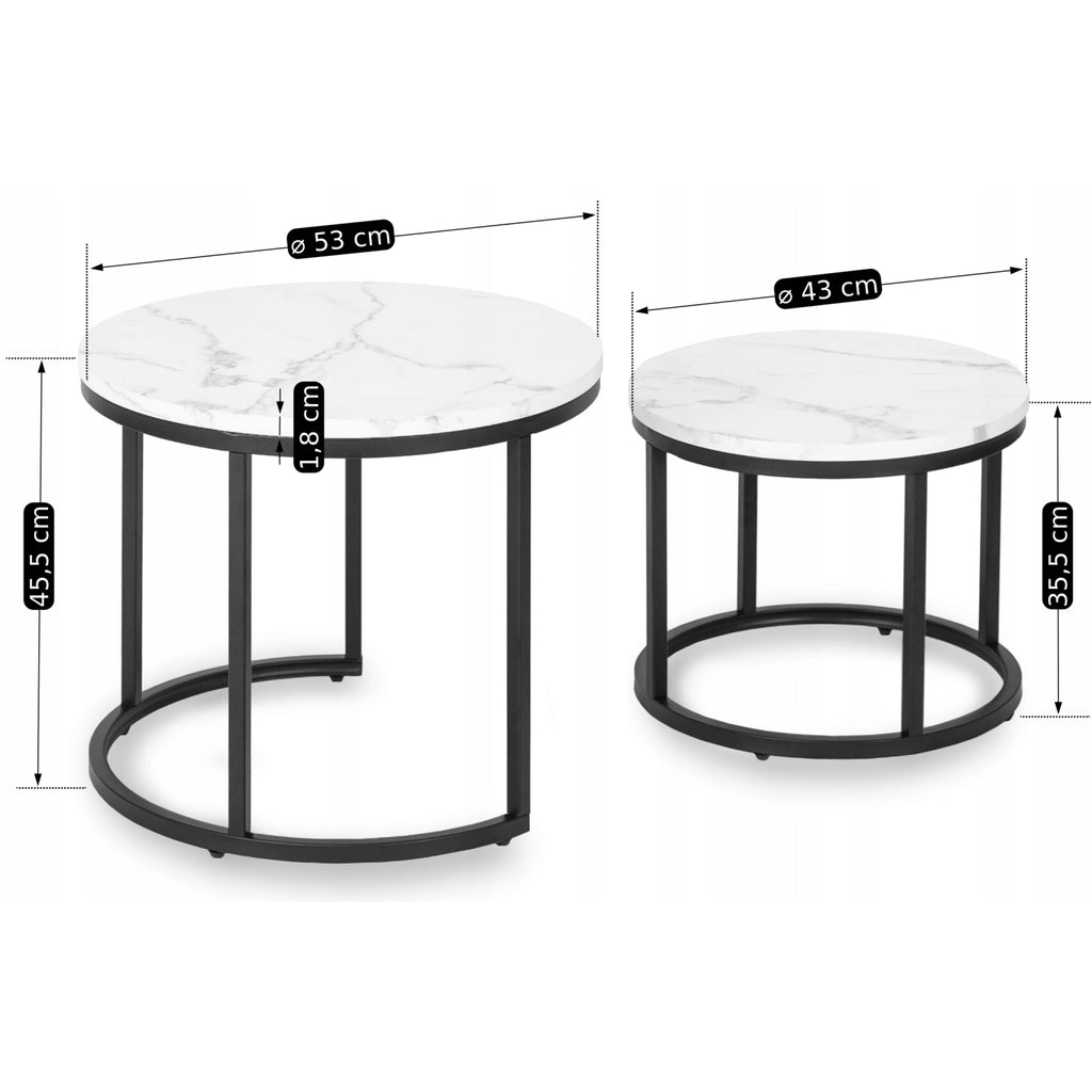 DAFNE Couchtisch-Set Weißer Marmor