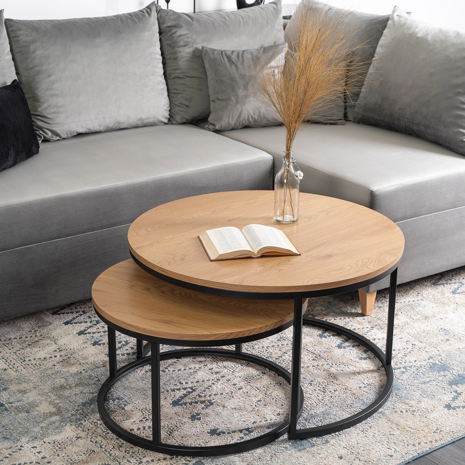 DELIA MAX Couchtisch-Set Goldene Eiche