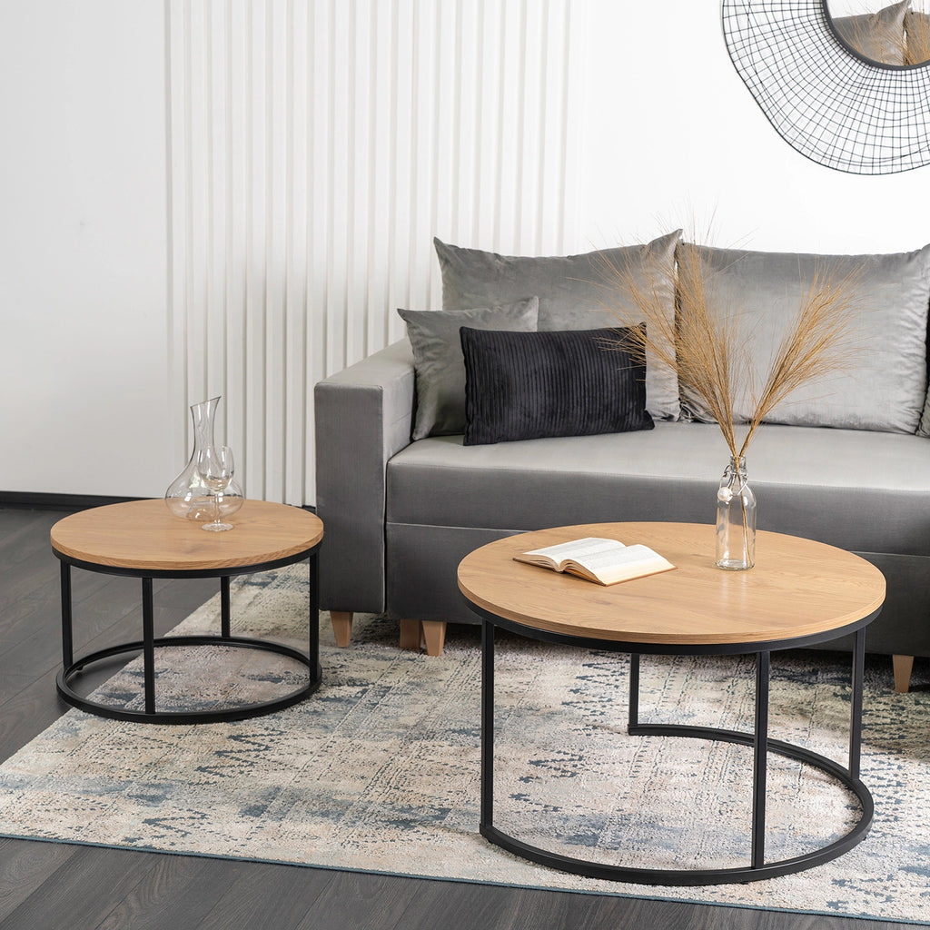 DELIA MAX Couchtisch-Set Goldene Eiche