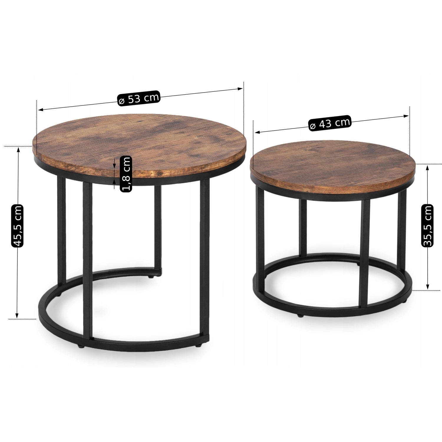 FIGO Couchtisch-Set Rustikale Eiche